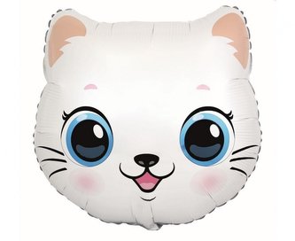 Foliový balonek hlava - Kočička bílá 61 cm