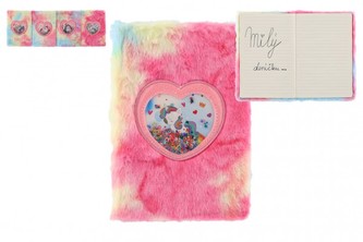 Zápisník/blok plyšový duhový jednorožec mix druhů v sáčku 16x21x2cm