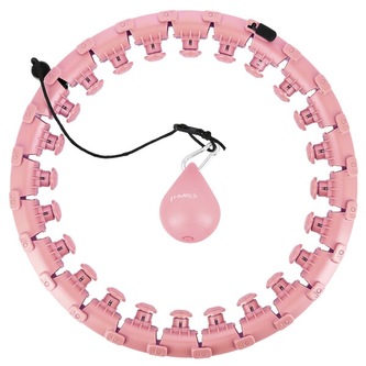 HHW01 RŮŽOVÁ MASÁŽNÍ HULA HOOP OBRUČ SE ZÁVAŽÍM HMS