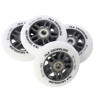PU 90x24 82A + ABEC 9 BÍLÁ MATNÁ KOLEČKA 4KS NILS EXTREME