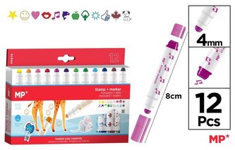 Flamastry z pieczątkami 12 kolorów