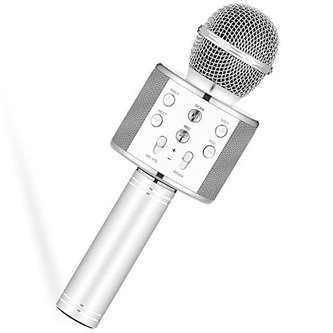 Bezdrátový karaoke mikrofon WS-858 - Stříbrný
