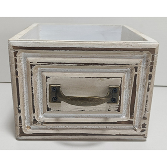 Šuplík dřevěný - obal na květiny. BÍLÁ BARVA.