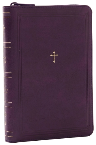 NKJV Compact Paragraph-Style Bible w/ 43,000 Cross References, Purple Leathersoft with zipper, Red Letter, Comfort Print