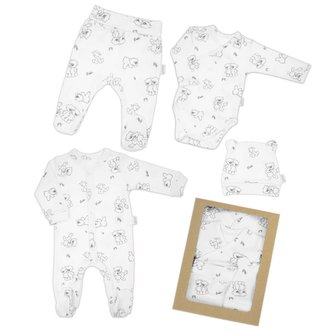 Kojenecká soupravička do porodnice Nicol Medvídci bílá - velikost 56 (0-3m)