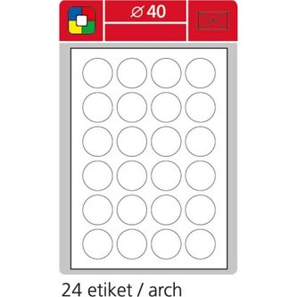 Kulaté etikety S&K Label-bílé,průměr 40mm,2400 ks