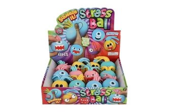 Míček s obličejem s třásněmi antistresový mačkací sliz 6cm mix barev (1 kus)