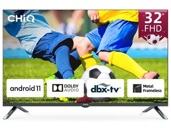 CHiQ L32M8T TV 32", FHD, smart, Android 11, dbx-tv, Dolby Audio, Frameless, stříbrná