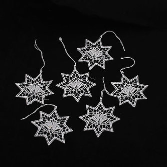 Háčkované závěsné hvězdy sada 6 ks