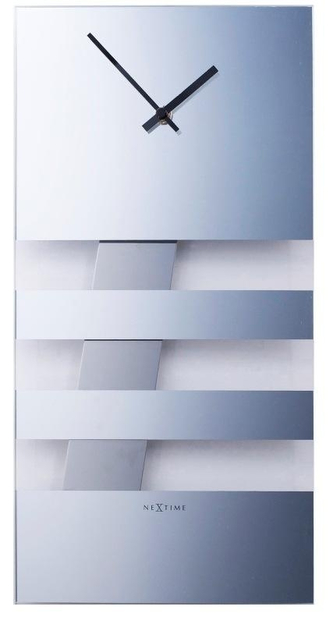 Designové nástěnné kyvadlové hodiny 2855mi Nextime Bold Stripes silver 38x19cm