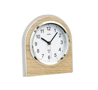 Stolní hodiny 5199 AMS s dekoraci dýhy Sonoma a řízené rádiovým signálem 13cm