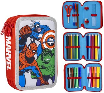 Školní trojdílné pouzdro Avengers: Tři Hrdinové (13 x 20 x 7 cm)