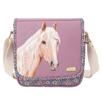 Taška přes rameno Miss Melody, Fialová s kvítky