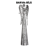 Anděl kovový, na čajovou/LED svíčku, bílá barva.