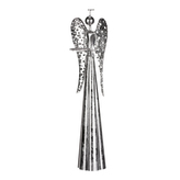 Anděl kovový, na čajovou/LED svíčku, stříbrná barva.