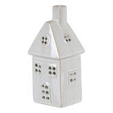 Domeček porcelánový šedivý, lesklý, na čajovou/LED svíčku.