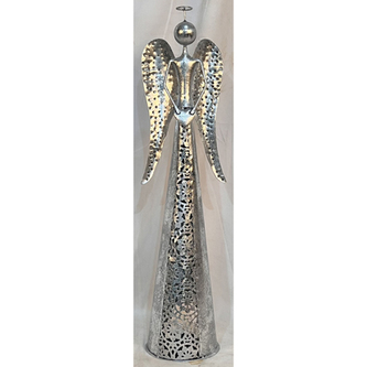 Anděl kovový se srdcem. Na čajovou svíčku.