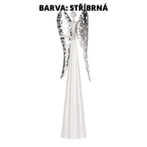 Anděl kovový, na čajovou/LED svíčku, stříbrná barva.