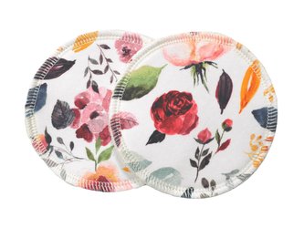 BIO Vložky do podprsenky s GOTS - Malované pivoňky v bílé (biobavlněný úplet)