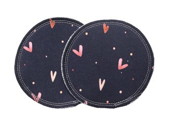 BIO Vložky do podprsenky s GOTS - Džínová srdíčka (biobavlněný úplet)