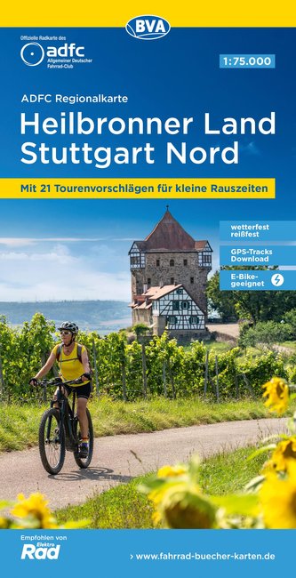 ADFC-Regionalkarte Heilbronner Land - Stuttgart Nord 1:75.000, reiß- und wetterfest, mit kostenlosem GPS-Download der Touren via