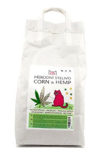 Podestýlka Rebel Cat přírodní,hrudkující Corn&Hemp 7l
