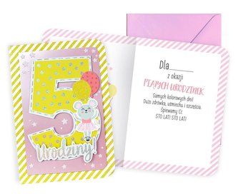 Karnet B6 Urodziny 5 dziewczynka