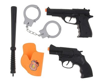 Zestaw policjanta pistolety, pałka, kajdanki