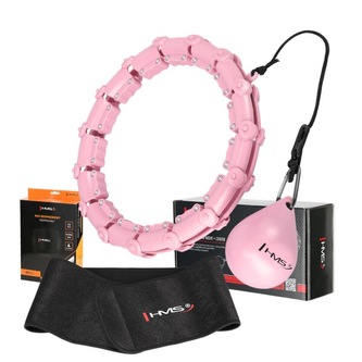 SET HHW02 + BR163 RŮŽOVÁ MASÁŽNÍ HULA HOOP OBRUČ SE ZÁVAŽÍM HMS