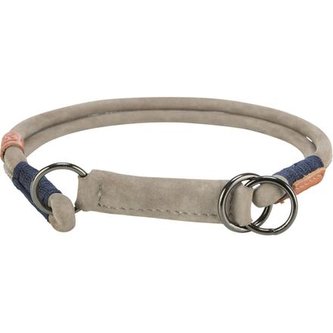 BE NORDIC kulatý polostahovací kožený obojek, S-M: 40 cm/8 mm, šedá