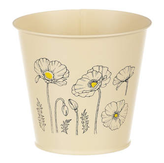 Obal kovový, žlutá barva s máky.