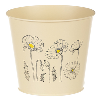 Obal kovový, žlutá barva s máky.