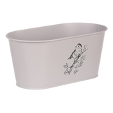 Truhlík kovový, šedivá barva s ptáčkem.