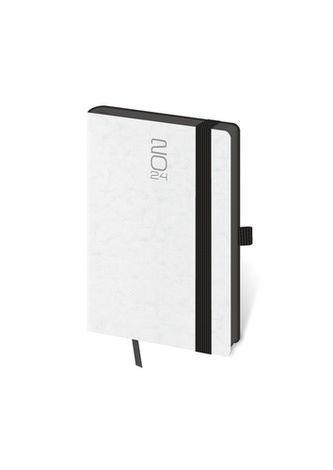 Kapesní diář Memory bílý s gumičkou