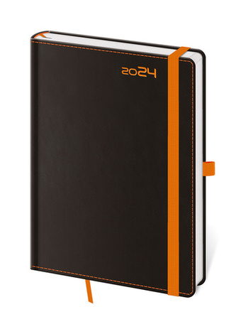 Týdenní diář A5 Black Orange s poutkem