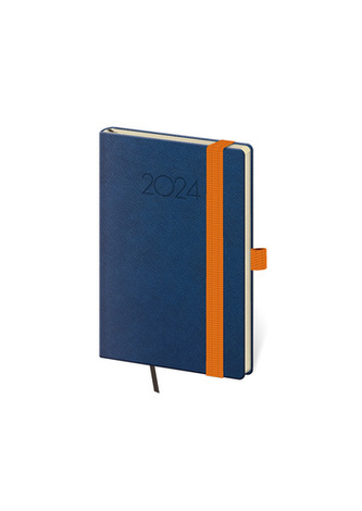 Kapesní diář New Praga modrý s gumičkou