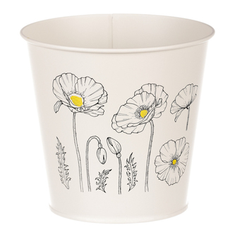 Obal kovový, krémová barva s máky.