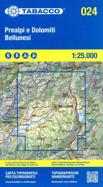 Tabacco Wandern Prealpi Bellunesi 1:25000