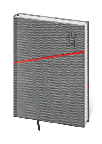 Diář 2024 denní A5 Grife - šedo/červená