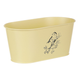 Truhlík kovový, žlutá barva s ptáčkem.