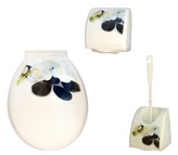 WC SET bílá orchidej černé kameny