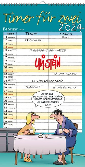 Uli Stein Timer für zwei 2024: Monatskalender für die Wand