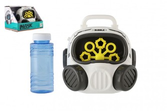 Bublifuk maska s náplní plast 13x13cm na baterie v krabičce 19x14x14cm