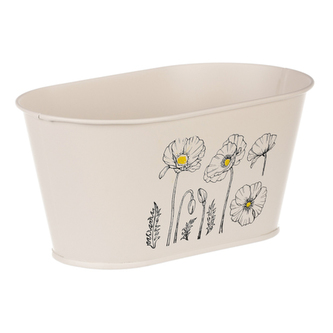 Truhlík kovový, krémová barva s máky.