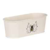 Truhlík kovový, krémová barva s včelkou.