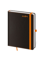 Diář 2024 týdenní B6 Black Orange s poutkem na propisku