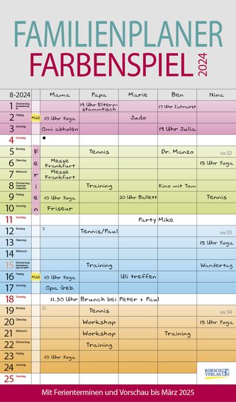 Familienplaner Farbenspiel 2024