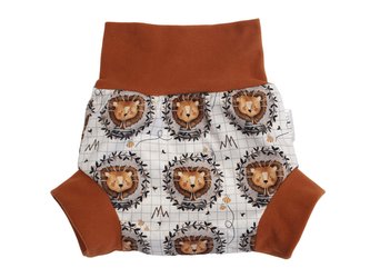 Natahovací svrchní kalhotky PUL - Lví portrét__VELIKOST:M (7-11kg)