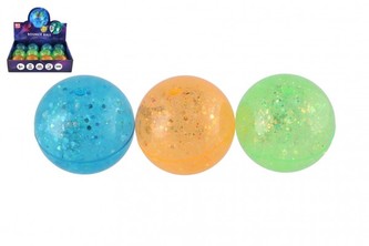 Míček třpytivý svítící gumový 6,5cm 3 barvy v sáčku 1ks