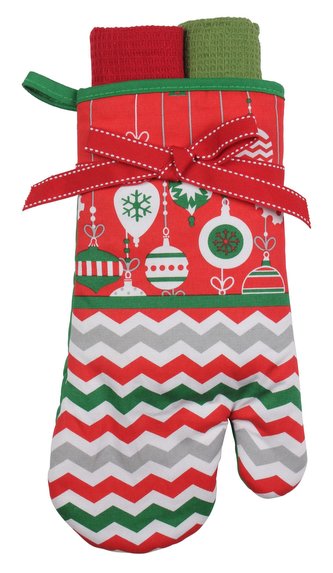 Kuchyňský dárkový set SZEWRON rukavice 18x30 cm - 2x utěrka 38x64 cm MyBestHome